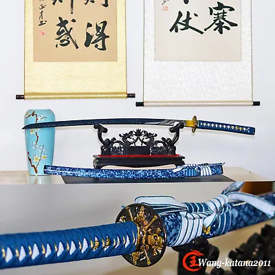 All Blue 1095 Steel Katana Battle Ready Japanese Samurai Functional Sharp Sword • $84.99