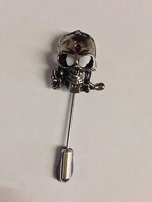 £5.99 • Buy Rose Skull PT227 Silver Emblem On A Tie Stick Pin Hat Scarf Collar
