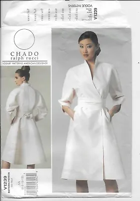 VOGUE  V1239 Designer Chado Ralph Rucci Sizes 6-12 Misses Wrap Dress Uncut FF • $14