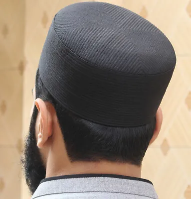 Men's Premium Cap Islamic Turban Muslim Hat Kufi - Black • $28.98