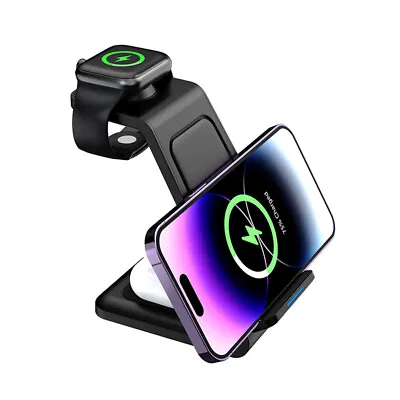 3in1 Wireless Charger Charging Dock Stand For Apple Watch IPhone 15 14 13 12 Pro • £14.95