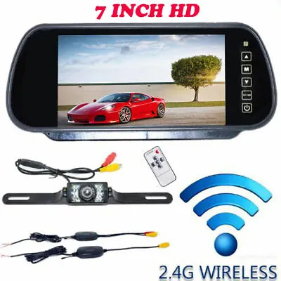 Wireless Car Bus Truck Rear View Kit 7  Lcd Mirror Monitor + Ir Back Up Camera • $49.99