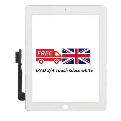 For IPad 3/4 Digitizer Touch Glass Screen Replacement + Home Button - UK • £9.49