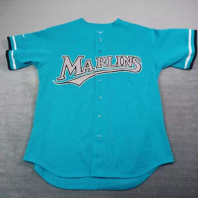 Miami Marlins Authentic Majestic Teal Jersey Mens XL Plain Back Button Front • $65.50