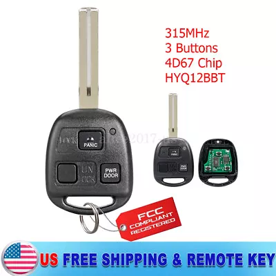 $14.68 • Buy For 2004 2005 2006 Lexus RX330 Key Fob Keyless Car Remote 4D67 Chip 4D67 Chip