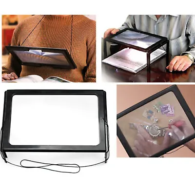 Magnifying Glass Hands Free With LED Light Magnifier Giant Reading Sewing Large • £8.99