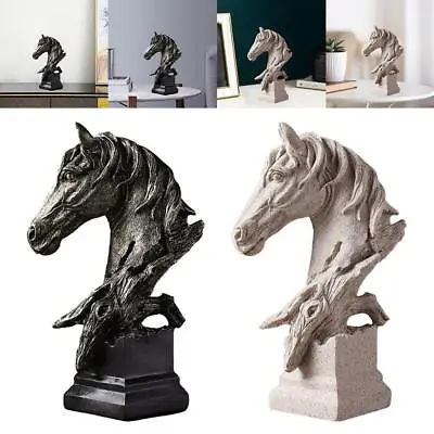 Horse Head Bust Statue Resin Crafts Decor Modern Good Fortune Table Sculpture • £21.19