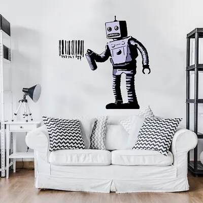 Banksy Barcode Robot Wall Vinyl Sticker Street Art Graffiti Machine Decal Room • $137.70