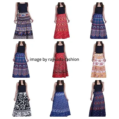 Indian Women Ethnic Floral Rapron Printed Indian Cotton Long Skirt Wrap Around • $15.66