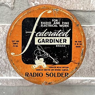 Vintage Advertising Tin Federated Gardiner Radio Solder Whiting IN Distressed • $5.99