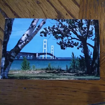Vintage Postcard Straits Of Mackinac Bridge Michigan • $1.25