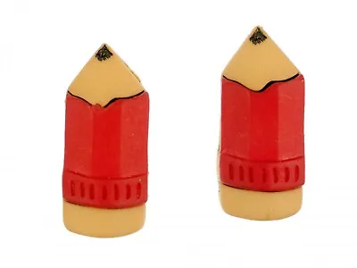 Crayon Studs Miniblings Plug Earrings Drawing Painting Pencil Red • £28.06