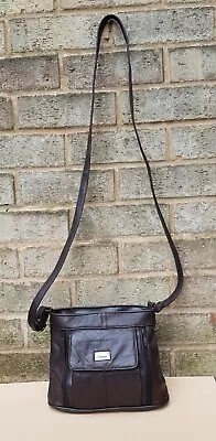 Fabretti Brown Leather Crossbody/Shoulder Bag 1 Strap Zip4 Outer Pockets.USED • £3.99