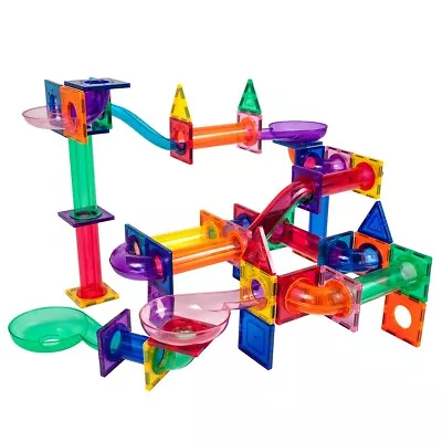 PicassoTiles Marble Run 100 Piece Magnetic Tile Race Track Toy Play Set PTG100 • $39.99