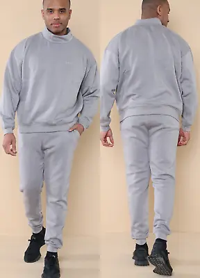 New Mens Tracksuit Set Joggers Top Bottoms Fleece Gym Jogging Trackies Grey • £3.99