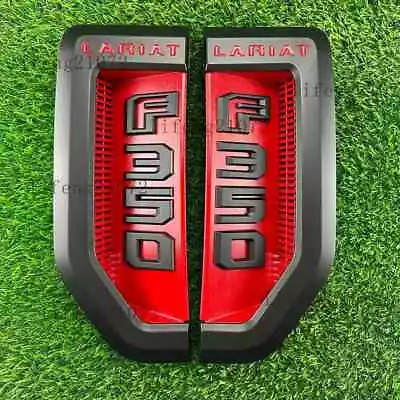 Pair F-350 Lariat Sport Logo Badge For 17-22 Left  Right Fender Side Emblem Red • $183.56