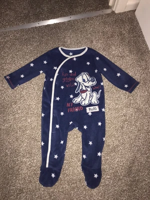 £4.95 • Buy Disney At George Pluto Fleece SleepSuit,BabyGrow,Size 3-6 Months.Blue.