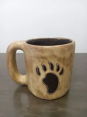 Mara Mexico Stoneware Bear Claw Paw Print Hand Painted Mug Tan Brown Rustic • $20