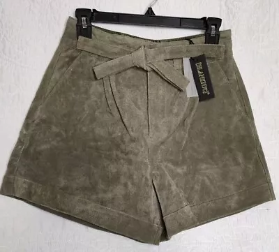 NWT Blank NYC Green Suede Leather Zippered Shorts Women’s Size 27 Tie Front • $19.99