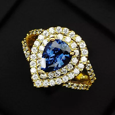 Charming Vivid Blue Sapphire 2.1Ct 925 Sterling Silver Handmade Engagement Rings • $20.99