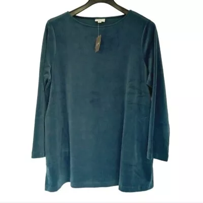 J. JILL Pure Jill NWT Midnight Teal Velvet Long Sleeve Tunic Top With Pockets XL • $38