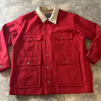 Pendleton Outdoorsman Coat Men's L Red Virgin Wool Hunting Jacket Made In USA • $99.95