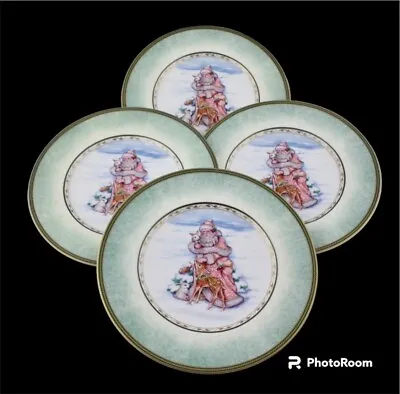 Set Of 4 Fitz And Floyd Winter Holiday Santa Portrait Salad Plate – New • $39