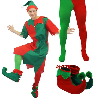 £18.99 • Buy Mens Elf Costume Christmas Fancy Dress Optional Accessories Xmas Party S-xxxxl