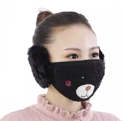 Face Mask Reusable Washable 2-in-1 Mouth Cover Earmuff Plush Bear Warm Mask • $12.99