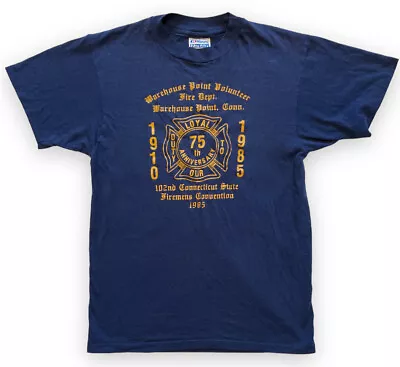 Warehouse Point Volunteer Fire Dept T-Shirt Tee Medium (38-40) 1985 Hanes 50/50  • $14.99