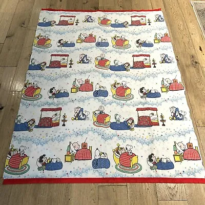 Vintage Peanuts Fleece Blanket 79x58 Satin Trim Snoopy Charlie Brown • $49.99