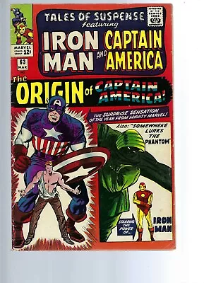 $275 • Buy Tales Of Suspense 63  Vg/fn 5.0 - Key - 1st  Origin Sa Captain America - Marvel 