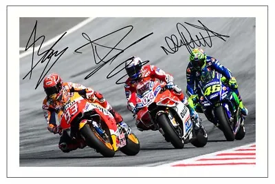 Marc Marquez Andrea Dovizioso Valentino Rossi Signed Photo Print Moto Gp • £3.79