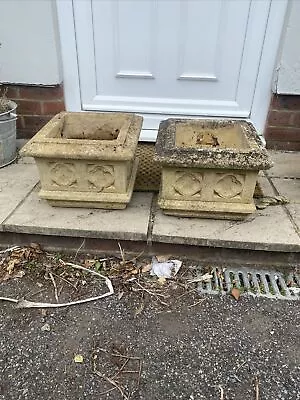 Pair Of Vintage Weathered Stone Planters - Countryside Cotswold Range • £30