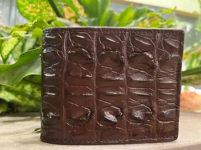 Genuine Crocodile Alligator Leather Skin Brown Bifold Wallet Men's Double Side • $33.99