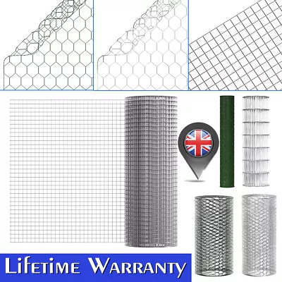 Galvanised/PVC Chicken Wire Mesh Netting Rabbit Cage Aviary Fence Plant Net Fenc • £9.19