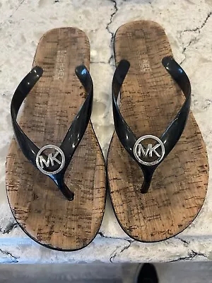 Michael Kors Jet Set Mk Jelly Logo Thong Flip Flops Us Size 8 Black • $13.99