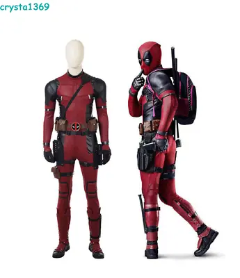 Deadpool Cosplay Costume Red Deadpool Suit Jumpsuit Halloween Accessories Shoes • $159.96