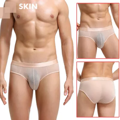 Stretch Spandex Underwear Sheer Transparent Mesh Briefs Mens Shorts Sexy Panties • $4.78