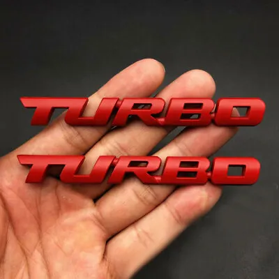 £6.52 • Buy 2pcs Red Turbo Car Sticker Logo Emblem Metal 3D Badge Decals Styling Universal