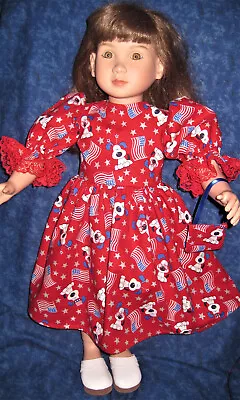 Patriotic Doggie Lover Dress In Red With Lace & Purse-Fits 23  My Twinn  Doll • $12.99