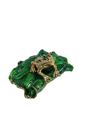 Green Frog On Lotus Leaf Jewelry Trinket Box Decorative Collectible Animal  • $21.11