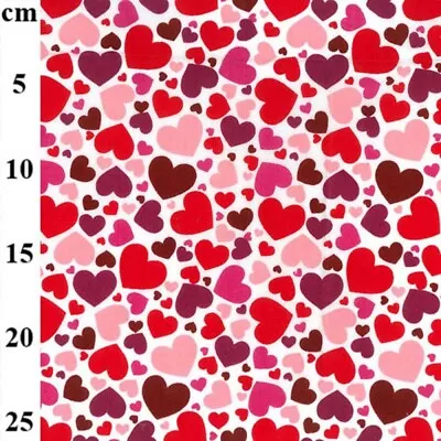 £2.75 • Buy Polycotton Fabric Tossed Love Hearts Valentines Heart Romance