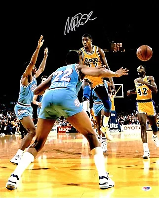 Magic Johnson Signed LA Lakers 16x20 Inch Photo HOF  + WITNESSED PSA/DNA • $99.99