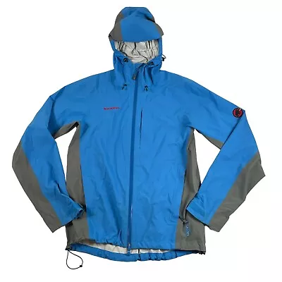 Mammut Dry Tech Premium Sz M Mens Full Zip Hooded Waterproof Jacket Blue • $79.99