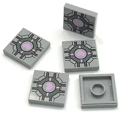 £3.72 • Buy Lego 5 New Light Bluish Gray Tiles 2 X 2 With Companion Cube Pink Heart Pattern
