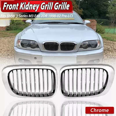 Chrome Front Kidney Grille For 1999-02 BMW 3 Series E46 325Ci 330Ci Convertible • $33.99