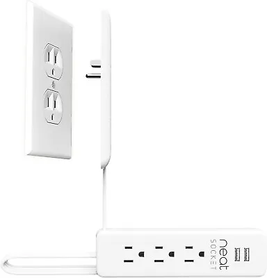 Neat Socket 8 Foot  Extension Cord 3-Outlet Universal Size Flat Plug Power Strip • $33.95