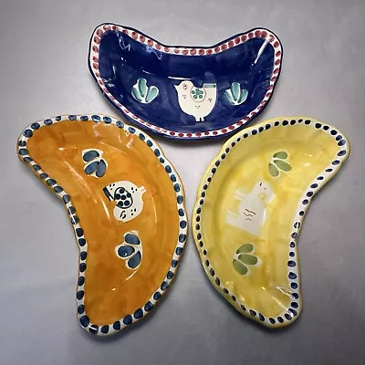 Vietri Italy CAMPAGNA CHICKEN Orange & Blue Oval Serving Bowl And Sugar Bowl • $36.15