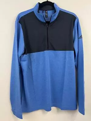 ADIDAS GOLF Men's UPF 1/4 Zip Long Sleeve Pullover Blue Carbon Sz M NWT • $39